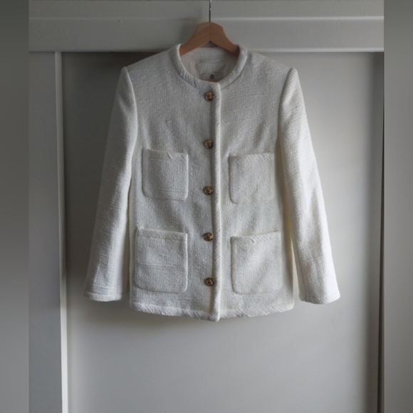 Aritzia Babaton Celebration Tweed Jacket White Quiet Luxury Preppy Workwear 2XS - Picture 11 of 12